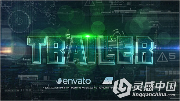 未来派科幻字体特效动画AE模板 Videohive Futuristic Trailer  灵感中国网 www.lingganchina.com