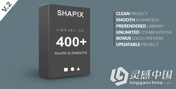 400组简洁图形元素包装动画AE模板合辑 Videohive Shapix Shape Elements Pack  灵感中国网 www.lingganchina.com