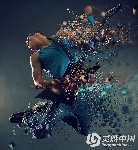 超酷分散碎片打散效果PS动作NO2 （Dispersion 2 Photoshop Actions）附视频教程  灵感中国网 www.lingganchina.com