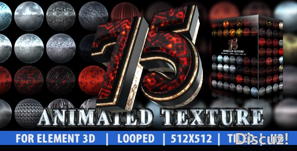 炫酷3D风格文字图片AE模板 Videohive 75 Animated Texture (Element 3D)  灵感中国网 www.lingganchina.com