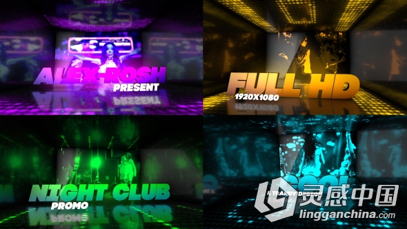 动感夜总会霓虹舞台促销宣传片AE模板 Videohive Night Club Promo  灵感中国网 www.lingganchina.com