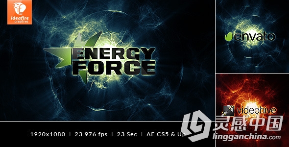 震撼抽象能量爆发标志LOGO演绎AE模板 Videohive Energy Force - Logo Intro  灵感中国网 www.lingganchina.com