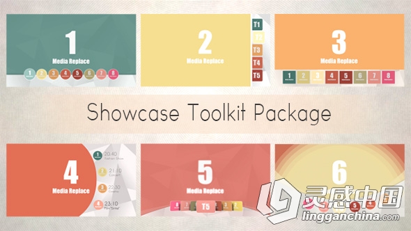 商品图片轮流相册展示AE模板 VideoHive Showcase Toolkit Package  灵感中国网 www.lingganchina.com