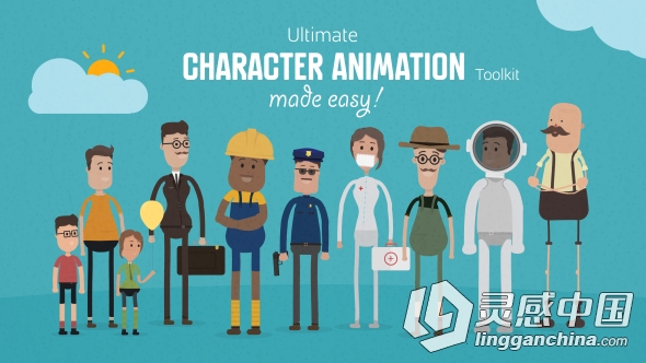 卡通人物角色MG图形动画元素工具包AE模板 Ultimate Character Animation Toolkit  灵感中国网 www.lingganchina.com