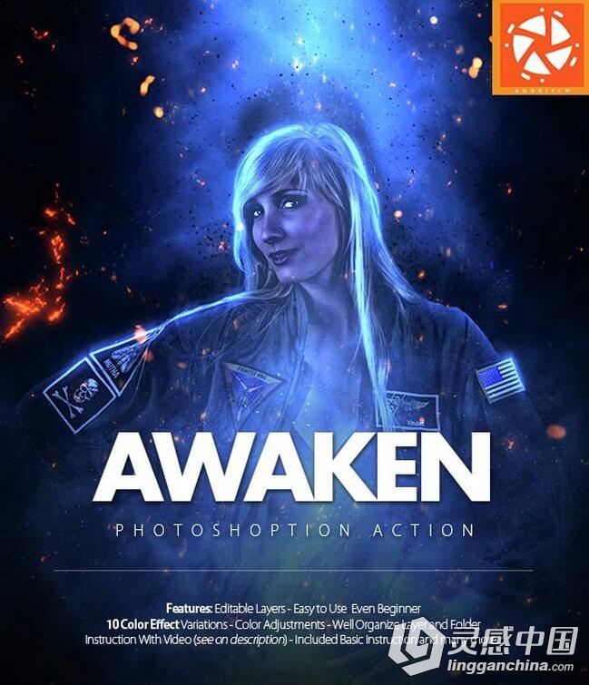 酷炫魔幻高光PS动作 Awaken Photoshop Action 附操作视频教程  灵感中国网 www.lingganchina.com