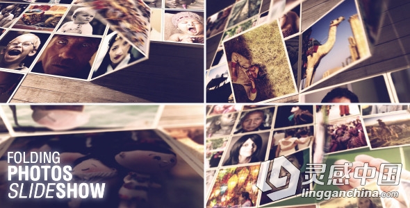 折叠飞舞照片幻灯片AE模板 VideoHive Folding Photos Slideshow  灵感中国网 www.lingganchina.com