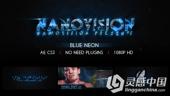 蓝色的霓虹灯特效宣传动画AE模板 Videohive Blue Neon V.1  灵感中国网 www.lingganchina.com