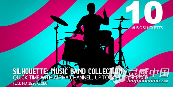 音乐人舞动剪影动画AE模板 Videohive Music Band Collection 10 (sillhouettes)  灵感中国网 www.lingganchina.com