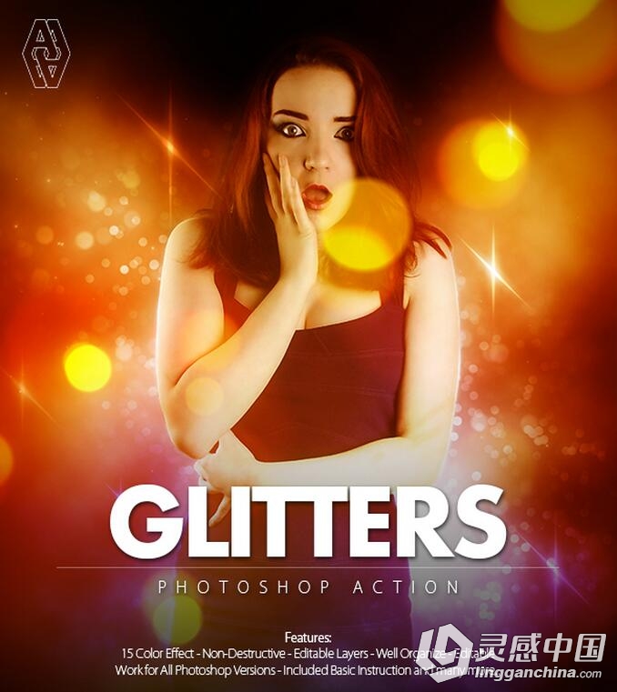 梦幻光效PS动作 Glitters Photoshop Action 附操作演示视频教程  灵感中国网 www.lingganchina.com