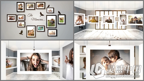 时尚房间照片墙设计相册动画AE模板 Videohive Room Photo Gallery  灵感中国网 www.lingganchina.com