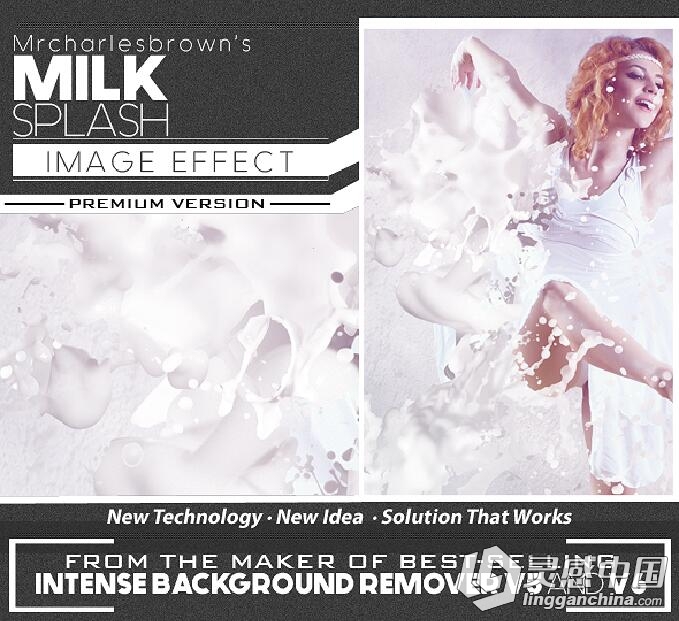 牛奶飞溅特效PS动作 Milk Splash Image Effect 附视频教程  灵感中国网 www.lingganchina.com