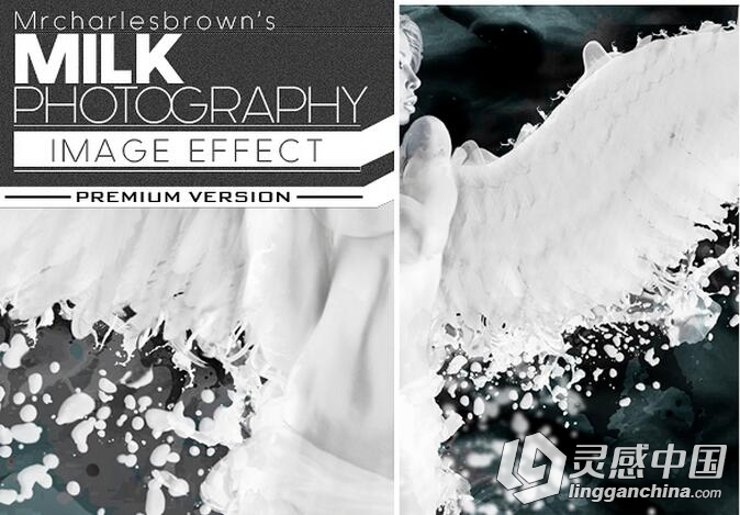 广告设计牛奶喷溅PS动作 Milk Photography Image Effect 附操作教程  灵感中国网 www.lingganchina.com