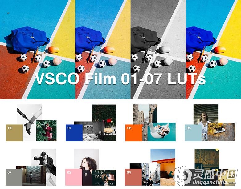 3DLUTs顶级电影胶片Vsco Film LUTs 1-7 预设完整包(AE,PR,FCPX)  灵感中国网 www.lingganchina.com