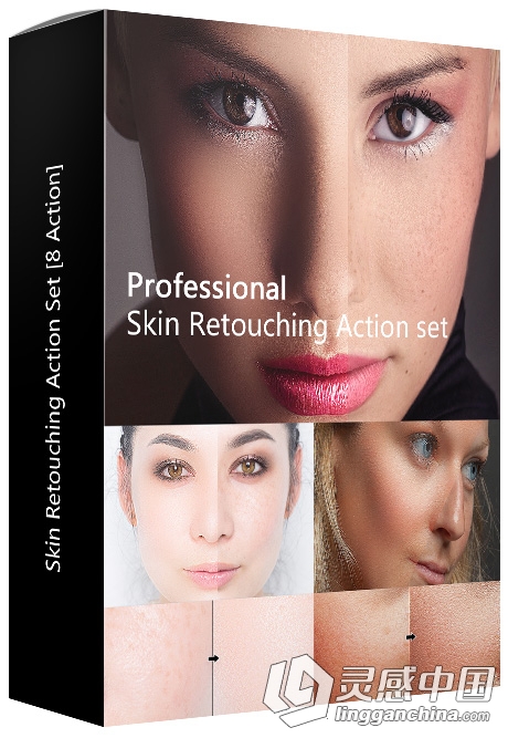 高端超质感人像皮肤纹理再生修饰PS动作 Professional Skin Retouching Action set  灵感中国网 www.lingganchina.com