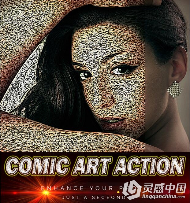 漫画艺术PS动作 Comic Art Action  灵感中国网 www.lingganchina.com