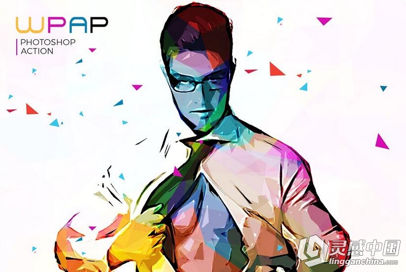 WPAP人像彩绘艺术PS动作 WPAP Art Photoshop Action  灵感中国网 www.lingganchina.com