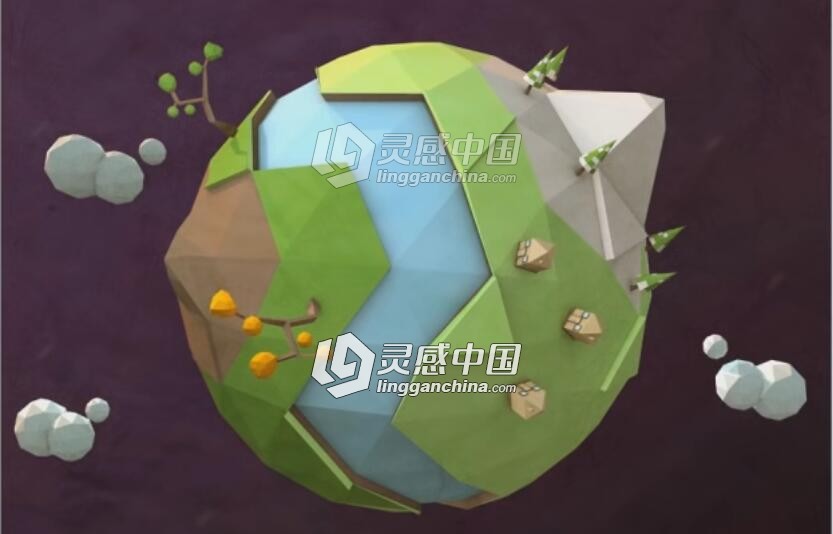 C4D多边形创意地球制作视频教程 Low Poly Planet Earth Cinema 4D Tutorial  灵感中国网 www.lingganchina.com