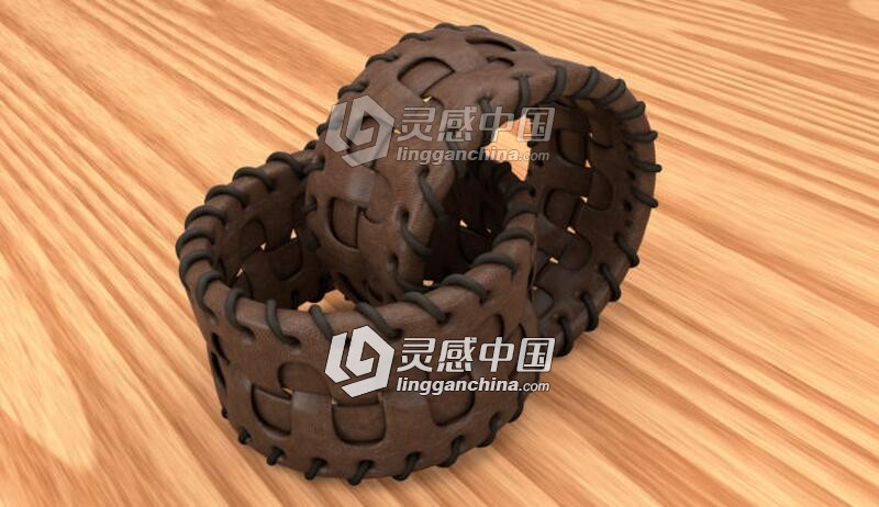 C4D皮革手环腰带建模材质渲染视频教程 Leather Bracelet Cinema 4D Tutorial  灵感中国网 www.lingganchina.com