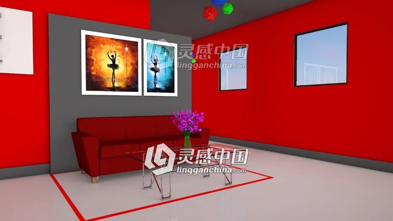 C4D客厅建模材质渲染视频教程 Room Interior Design Cinema 4D Tutorial  灵感中国网 www.lingganchina.com