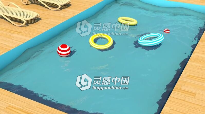 C4D游泳池建模材质渲染视频教程 附工程文件 Create Water Pool  灵感中国网 www.lingganchina.com