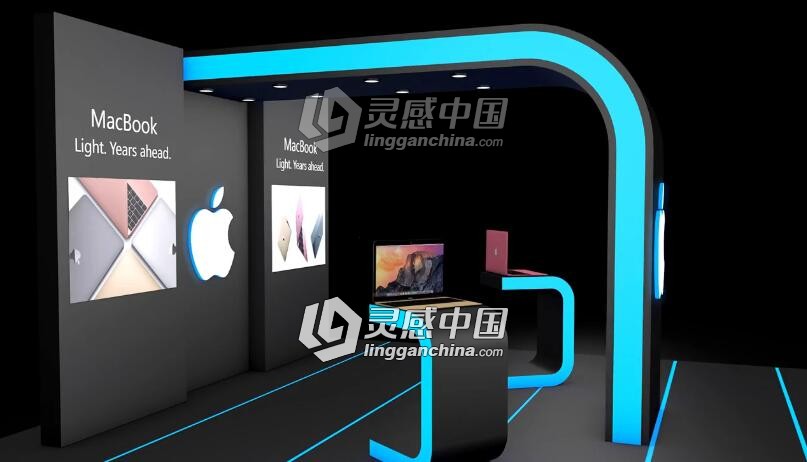 C4D苹果展示厅 建模材质渲染视频教程 附工程文件 Apple Display Design  灵感中国网 www.lingganchina.com