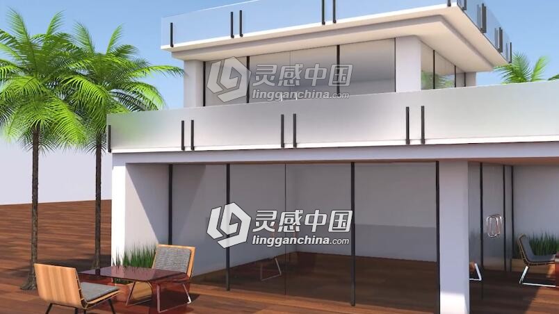 C4D现代简约办公室建模材质渲染视频教程 Modern House Cinema 4D Tutorial  灵感中国网 www.lingganchina.com