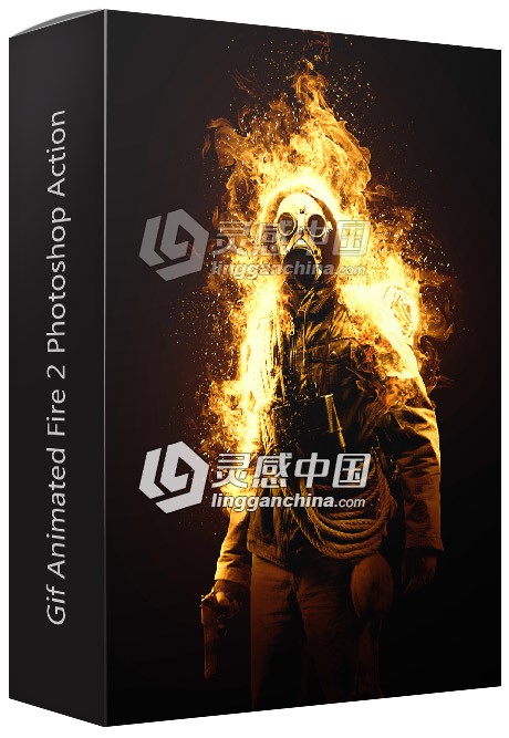 GIF动画火焰2 PS动作 Gif Animated Fire 2 Photoshop Action 附视频教程  灵感中国网 www.lingganchina.com