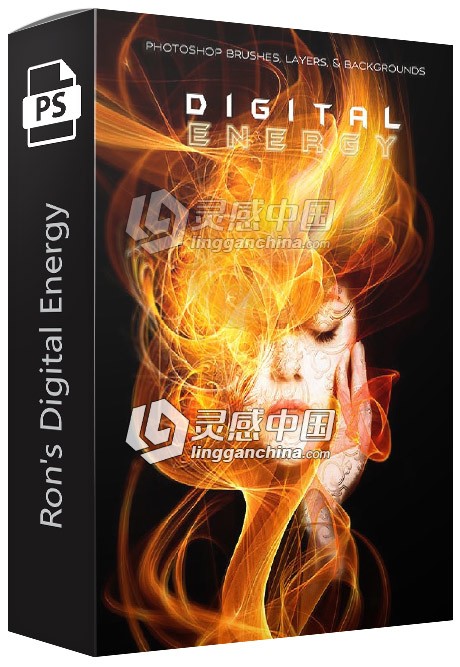 酷炫流动抽象元素几何线条PS笔刷 Ron's Digital Energy  灵感中国网 www.lingganchina.com