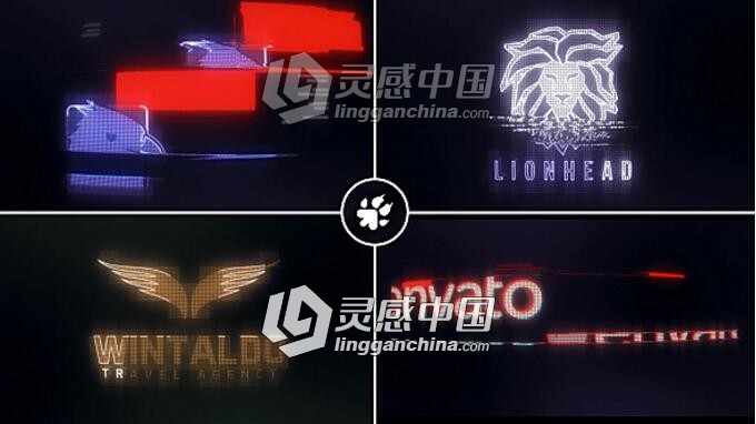 数字失真故障效果标志展示Logo演绎AE模板  灵感中国网 www.lingganchina.com