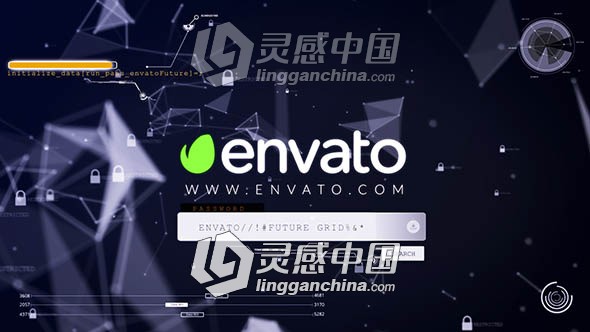 创意科技感几何安全登录标志展示Logo演绎AE模板  灵感中国网 www.lingganchina.com