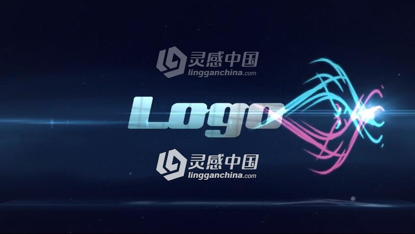 美丽发光条纹飘动标志展示Logo演绎AE模板  灵感中国网 www.lingganchina.com