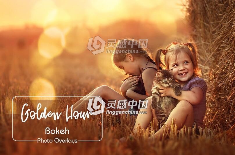 30组金色虚化散景光斑叠加合成前景素材 Gold Bokeh Overlays  灵感中国网 www.lingganchina.com