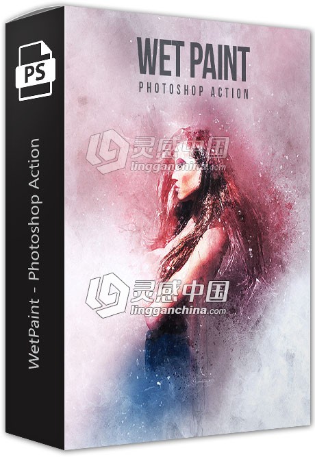 油漆喷溅PS动作下载 Wet Paint Photoshop Action 附视频教程  灵感中国网 www.lingganchina.com