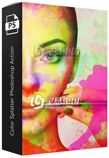 水彩飞溅PS动作 Color Splatter Photoshop Action 附视频教程  灵感中国网 www.lingganchina.com