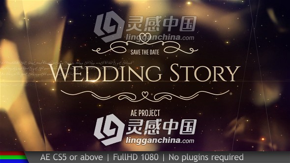 梦幻优雅金色粒子浪漫婚礼视频开场AE模板 Wedding Pack  灵感中国网 www.lingganchina.com