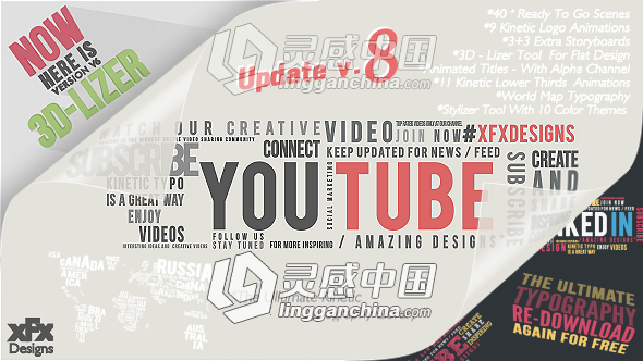 标题字幕排版AE模板 videohive Kinetic Typography Pack  灵感中国网 www.lingganchina.com