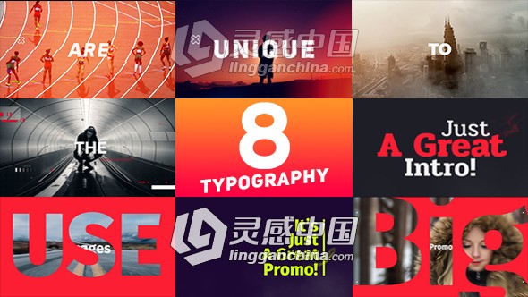 干净大气的视频展示效果AE模板 Videohive Typography Promo  灵感中国网 www.lingganchina.com