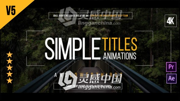 金色的标题AE模板 Videohive Gold Simple Titles V5.3  灵感中国网 www.lingganchina.com