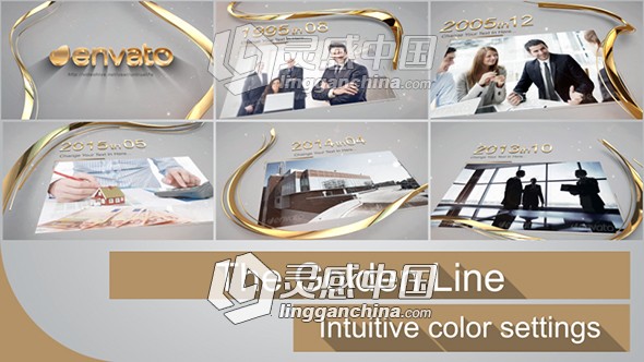 金色风格视频展示效果AE模板 Videohive Golden Line Years  灵感中国网 www.lingganchina.com