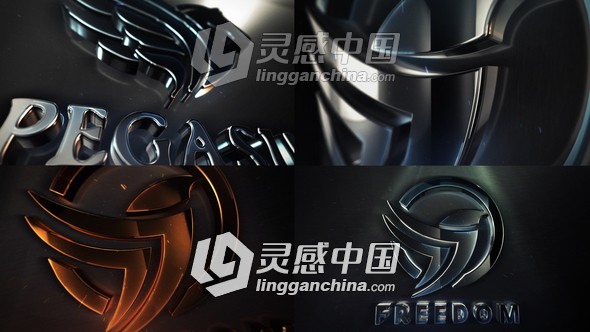 E3D优雅三维金属质感标志Logo动画展示AE模板 Clean Elegant 3D Logo Reveal  灵感中国网 www.lingganchina.com