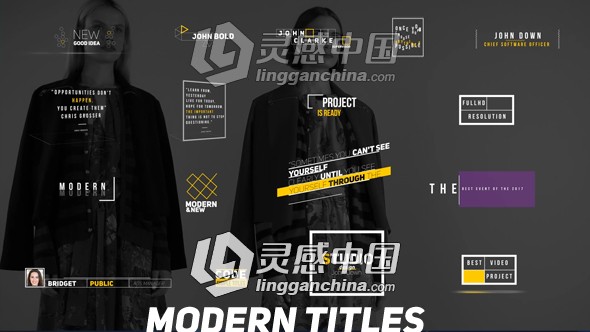 极简创意扁平化字幕条排版动画AE模板 Modern Titles  灵感中国网 www.lingganchina.com