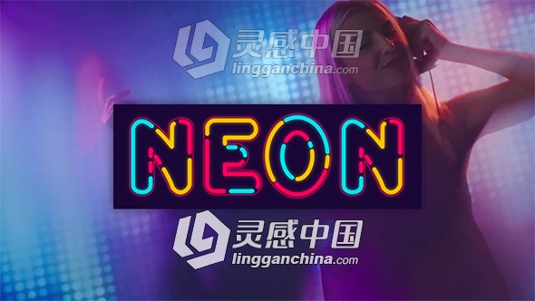 霓虹灯字母路径生长文字动画AE模板 Neon Alphabet  灵感中国网 www.lingganchina.com