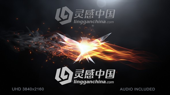 4K优雅火焰燃烧金属Logo片头AE模板 Elegant Flame Logo  灵感中国网 www.lingganchina.com