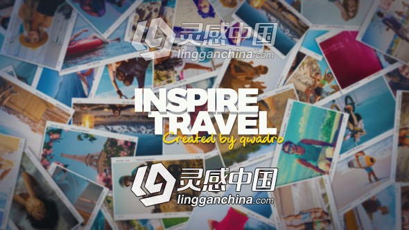 旅游类多张照片堆积旋转展示动画AE模板 Videohive Inspiring Travel Photo Slideshow  灵感中国网 www.lingganchina.com