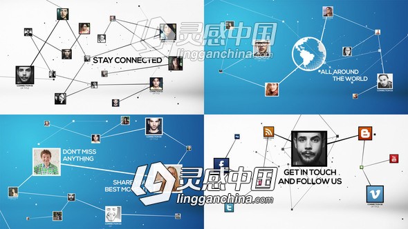 科技感图像连线动画AE模板 Videohive Stay Connected 8070893  灵感中国网 www.lingganchina.com