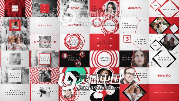 时尚方形圆圈遮罩图文展示包装AE模板 Videohive Short Typography Commercials  灵感中国网 www.lingganchina.com