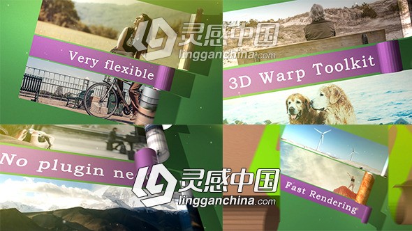 三维卷页画轴图文展示动画AE模板 Videohive 3D Warp Toolkit  灵感中国网 www.lingganchina.com