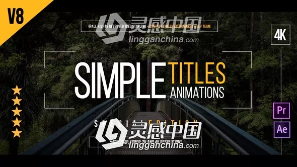 45种现代商务简洁文字标题动画AE模板 45 Gold Simple Titles  灵感中国网 www.lingganchina.com