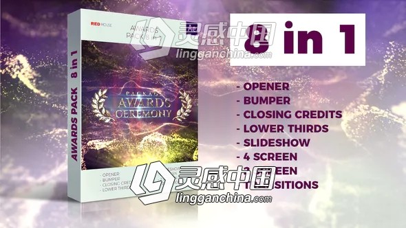 抽象粒子颁奖典礼栏目包装开场片头AE模板 Videohive Awards Pack  灵感中国网 www.lingganchina.com