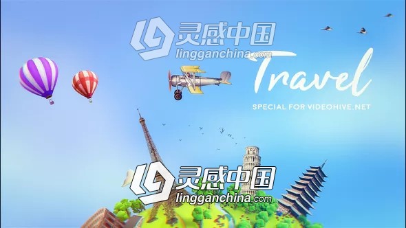 时尚卡通环球旅游展示片头AE模板 Videohive Travel | After Effects Template  灵感中国网 www.lingganchina.com